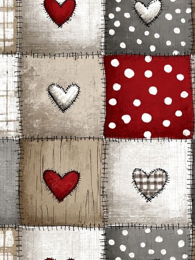 Patchwork Hearts Folk Art Poster. poster print