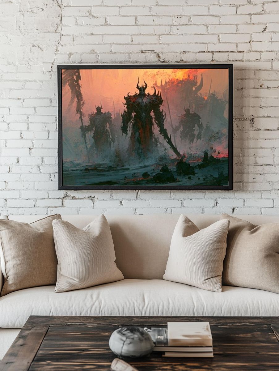 Dark Fantasy Titans Illustration Poster. — room view 1