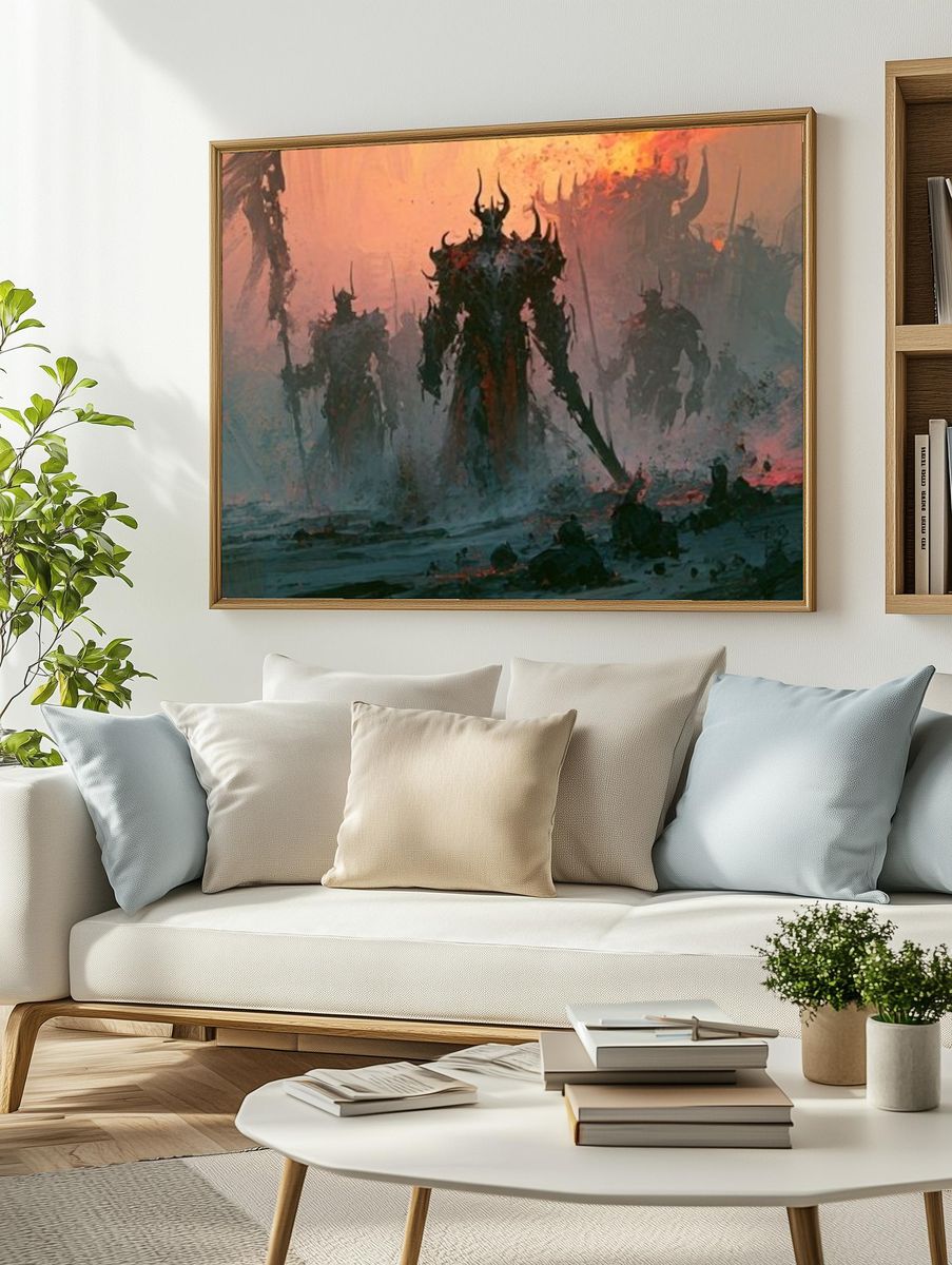 Dark Fantasy Titans Illustration Poster. — room view 2