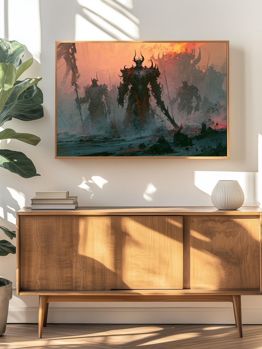Dark Fantasy Titans Illustration Poster. — room view 3