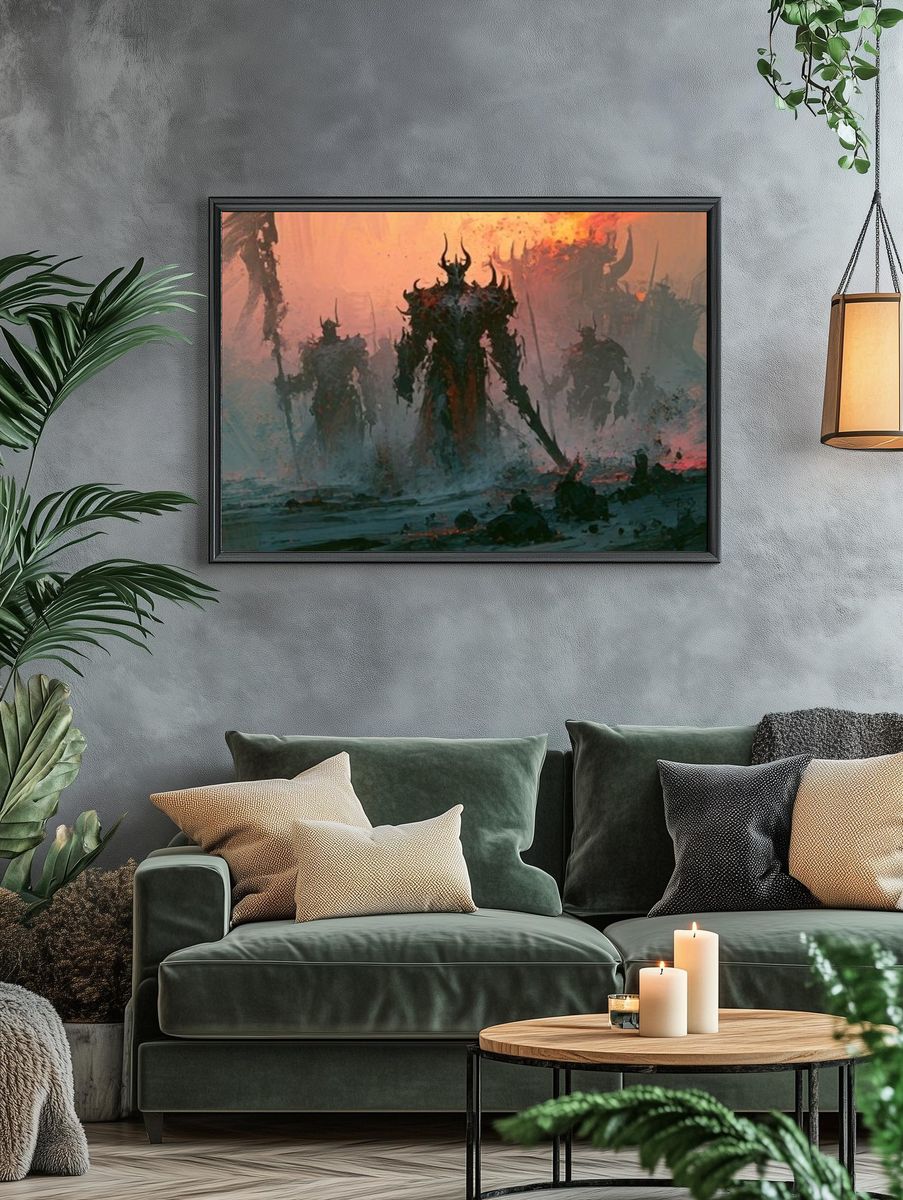 Dark Fantasy Titans Illustration Poster. — room view 4