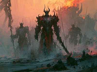Dark Fantasy Titans Illustration Poster.