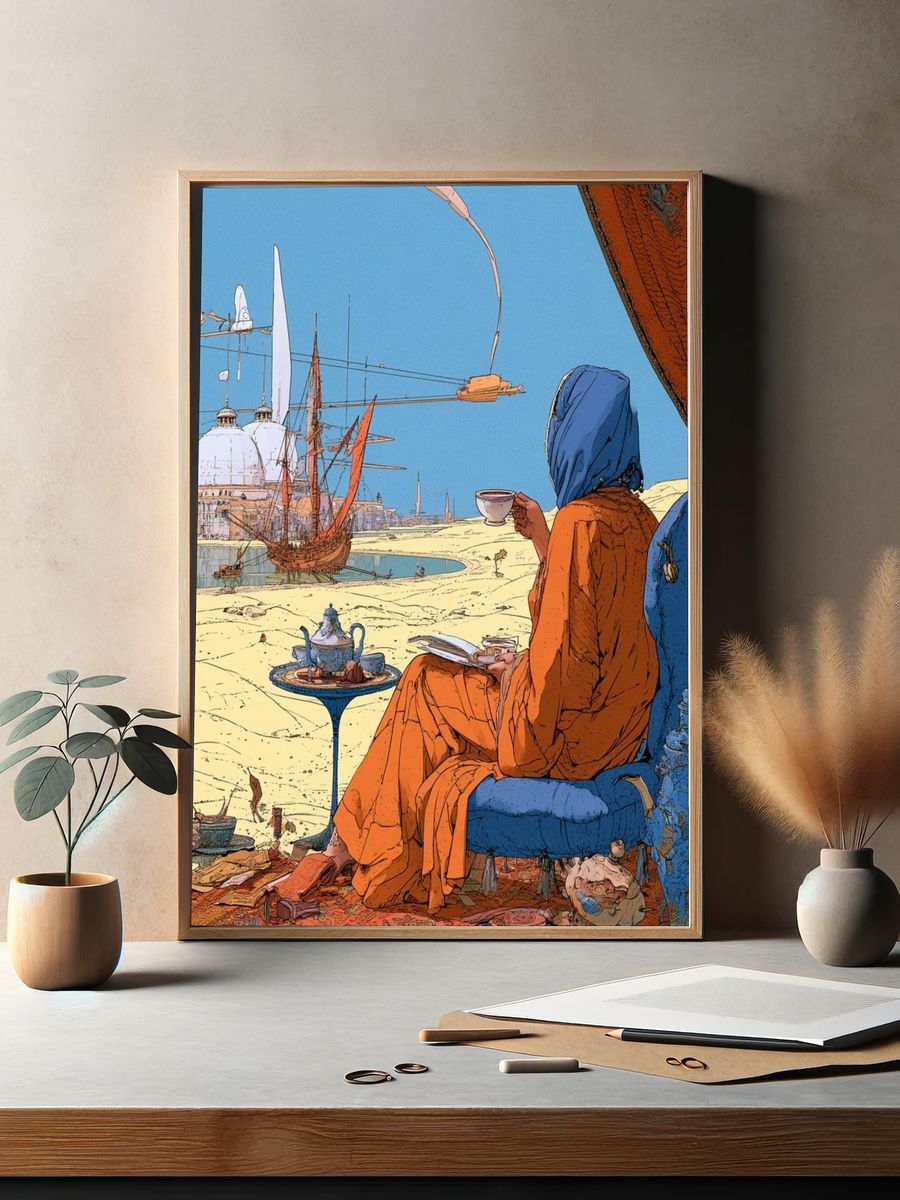 Desert Tea Dreamscape Illustration Poster. — room view 2