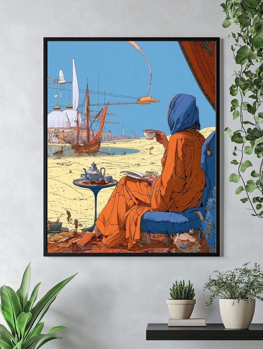 Desert Tea Dreamscape Illustration Poster. — room view 4