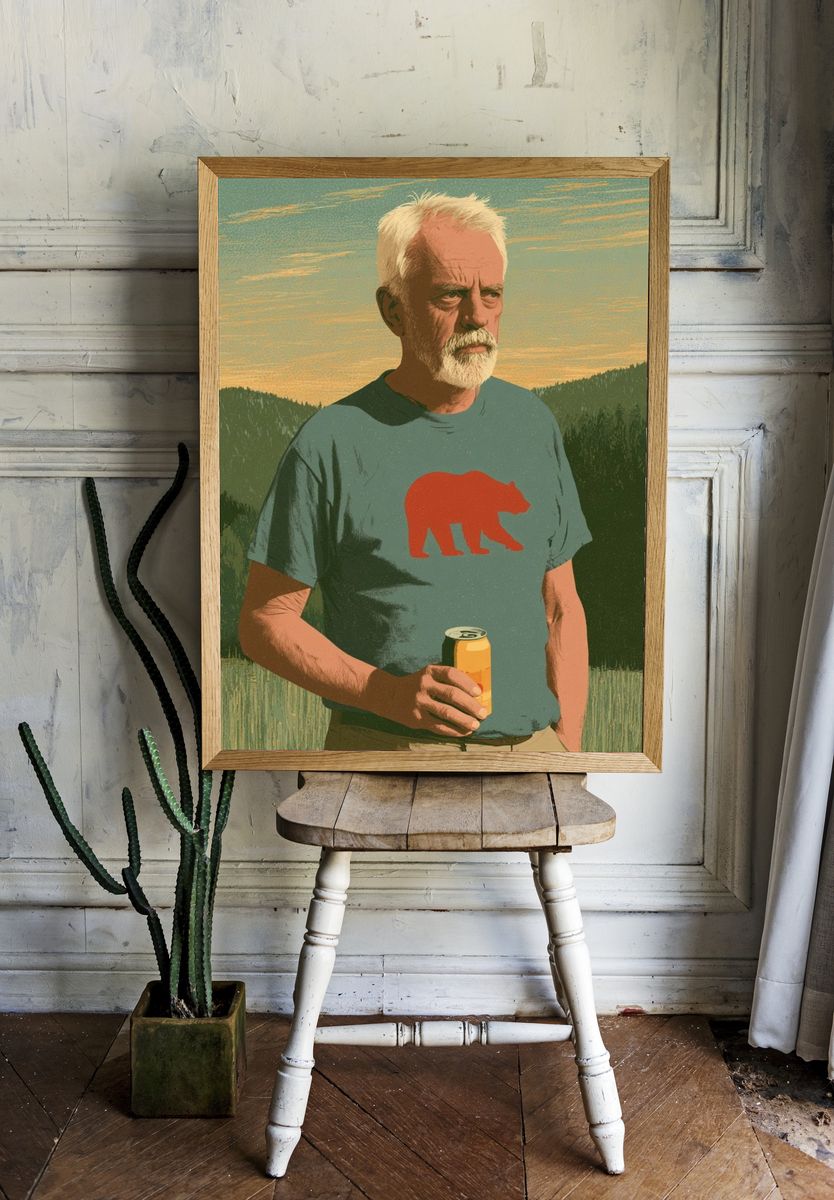 Mountain Portrait Illustration Poster. — room view 1
