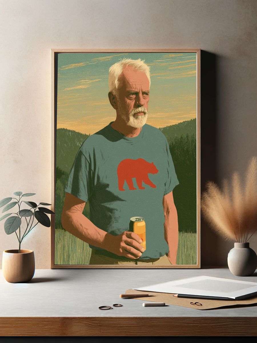 Mountain Portrait Illustration Poster. — room view 2