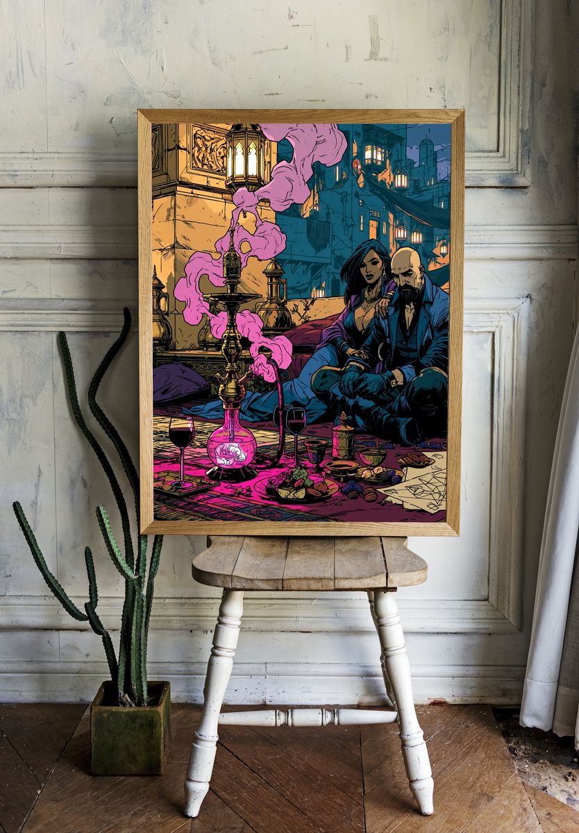Mystic Alley Lounge Illustration Poster. — room view 1