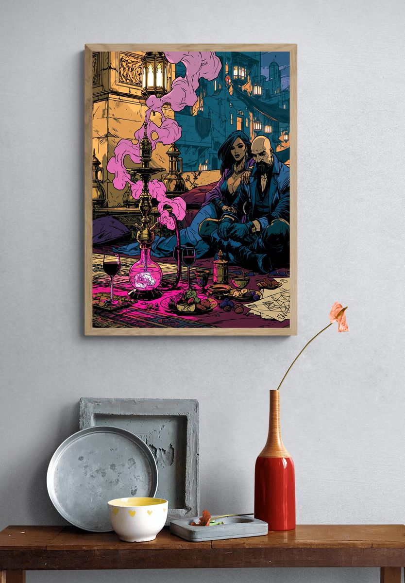 Mystic Alley Lounge Illustration Poster. — room view 3
