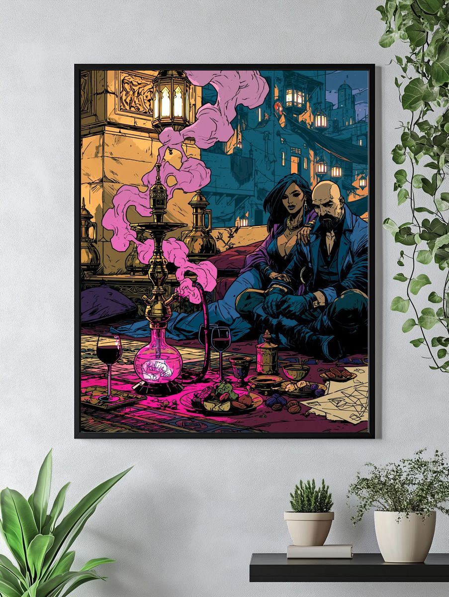 Mystic Alley Lounge Illustration Poster. — room view 4