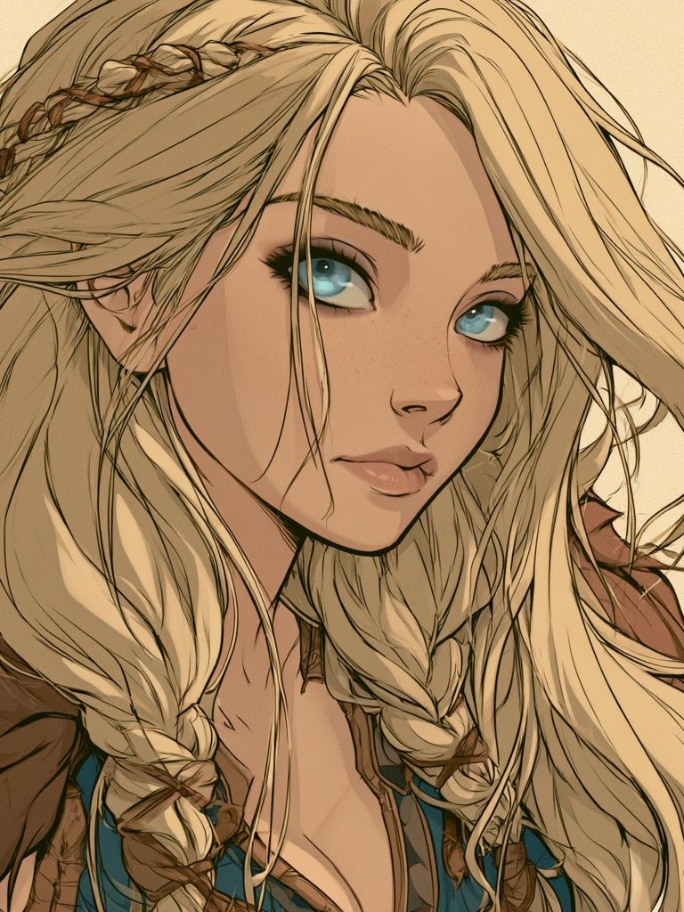 Blonde Fantasy Portrait Illustration Poster. poster detail