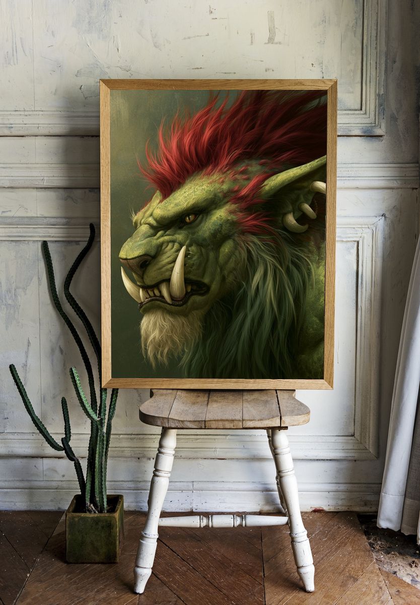Orc Warrior Portrait Print. room preview