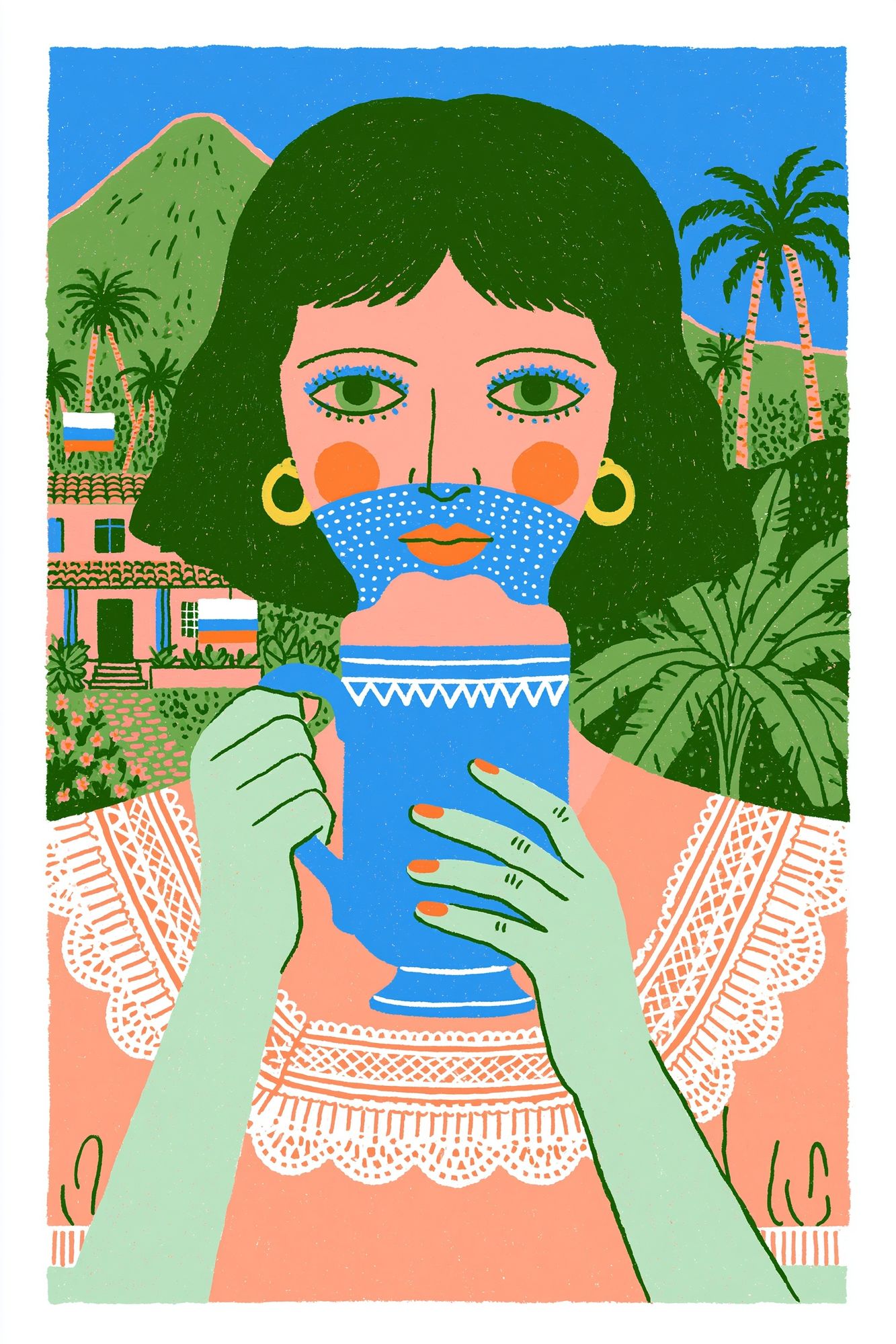 Tropical Woman Illustration Poster. poster — illustration art