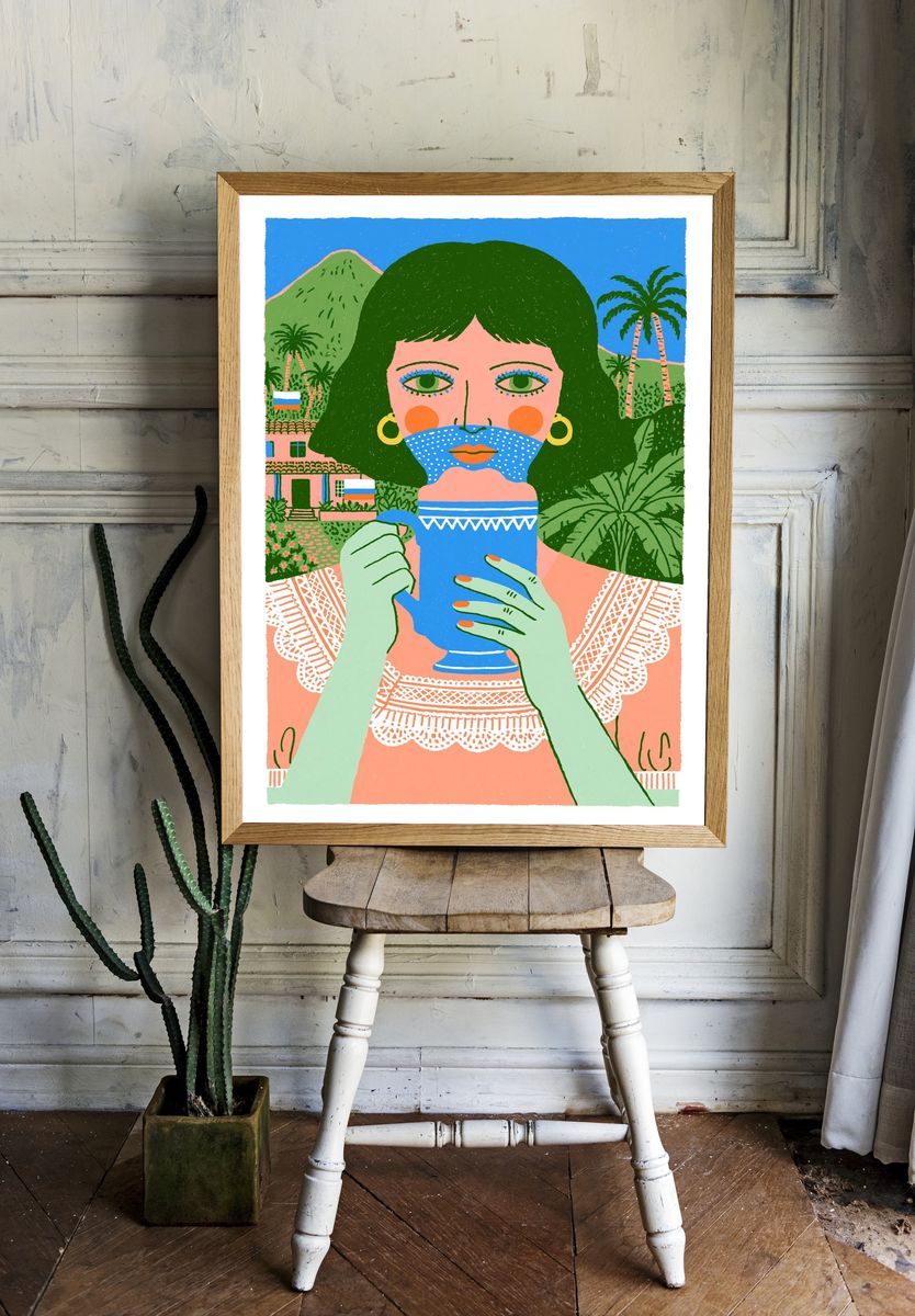 Tropical Woman Illustration Poster. — room view 1