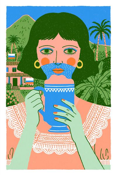 Tropical Woman Illustration Poster. poster print