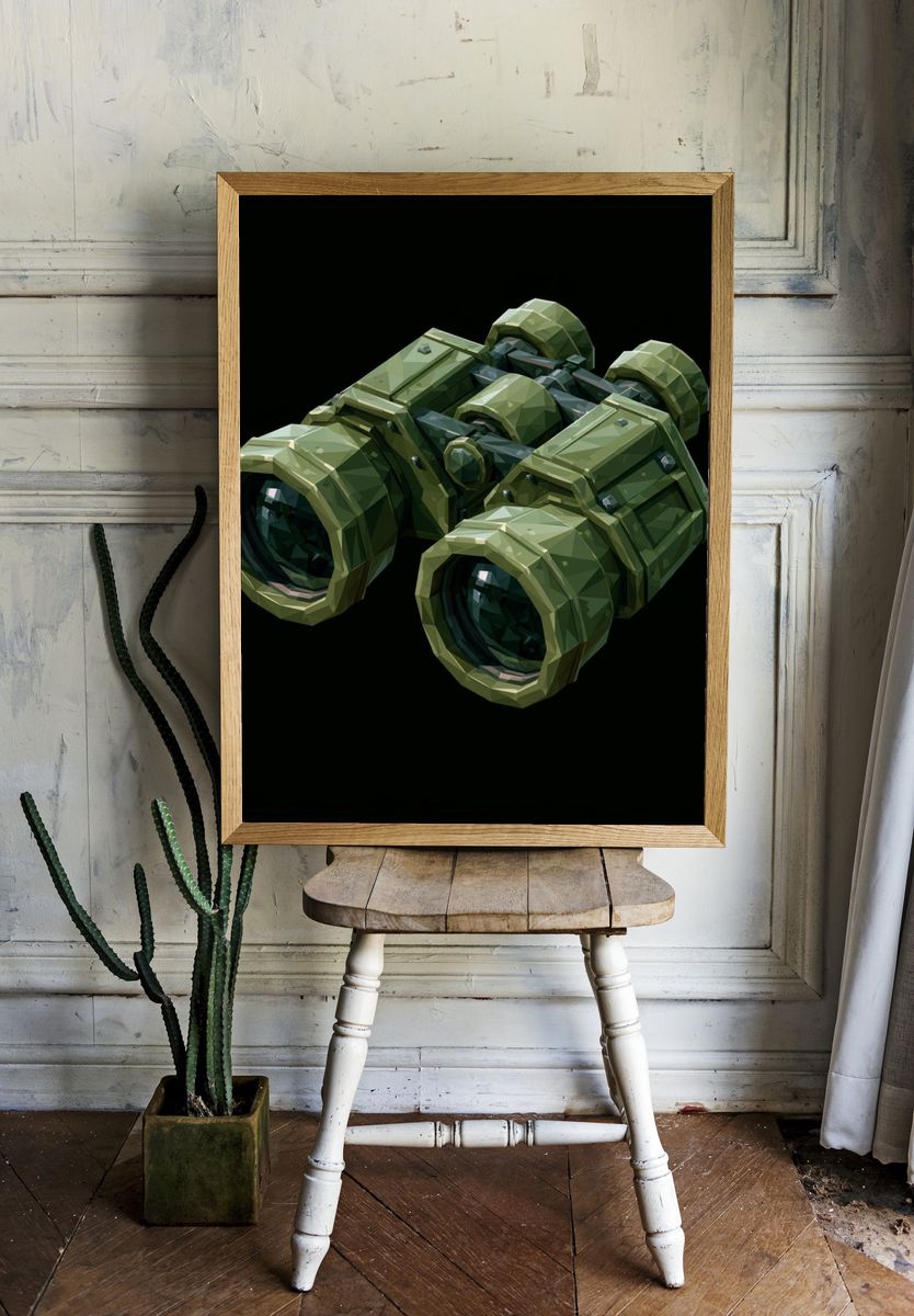 Futuristic Binoculars Illustration Print. room preview