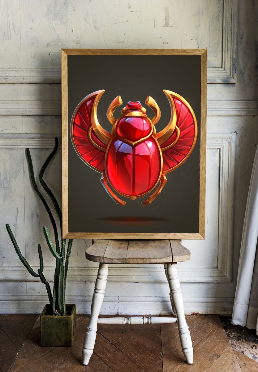 Scarab Beetle Digital Art Poster. — room view 1