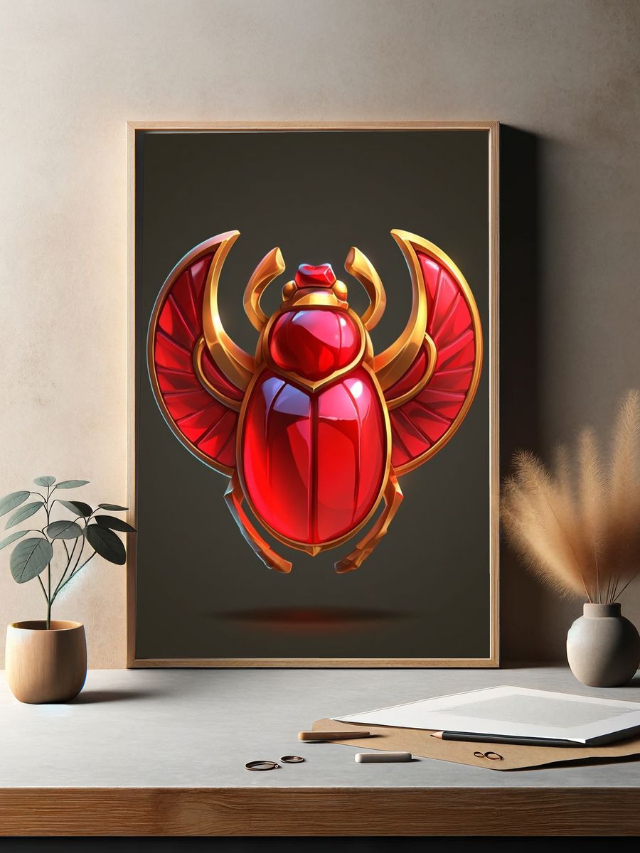 Scarab Beetle Digital Art Poster. — room view 2