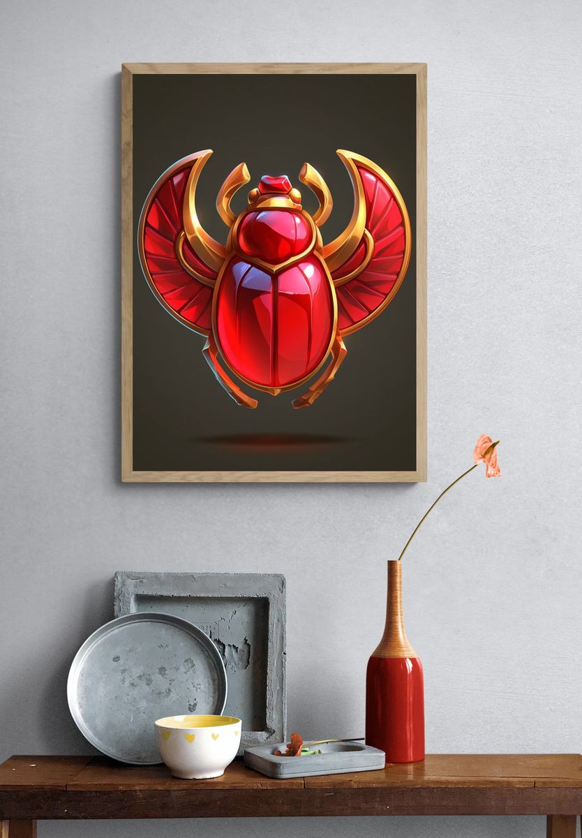 Scarab Beetle Digital Art Poster. — room view 3