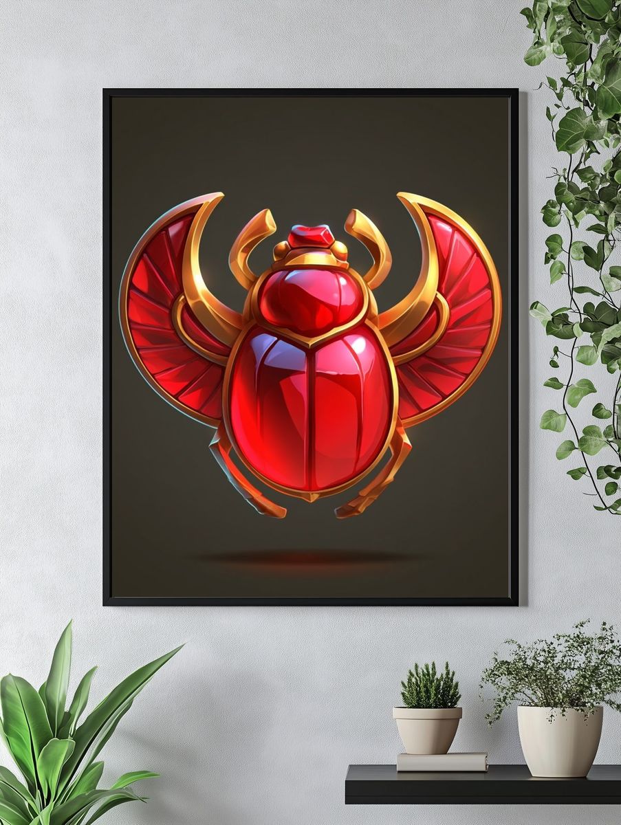 Scarab Beetle Digital Art Poster. — room view 4