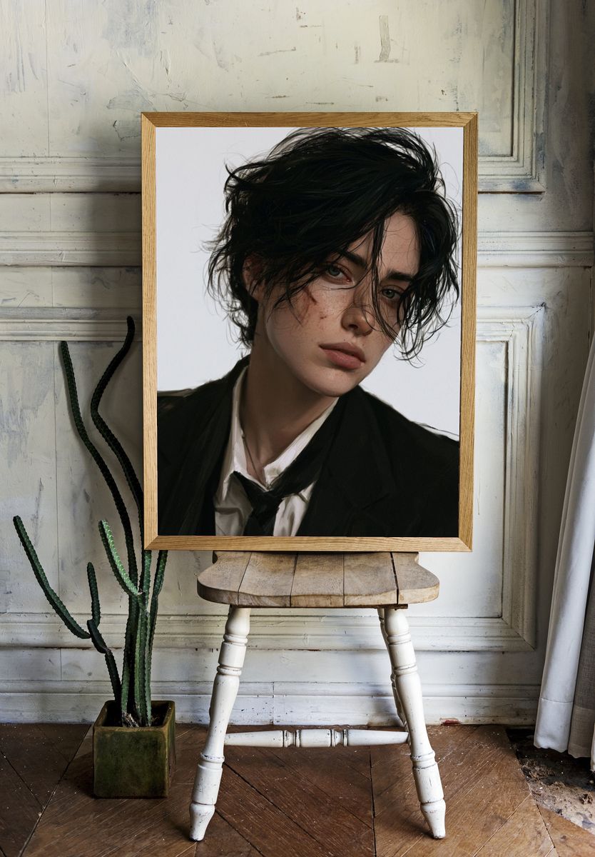 Moody Portrait Illustration Poster. — room view 1