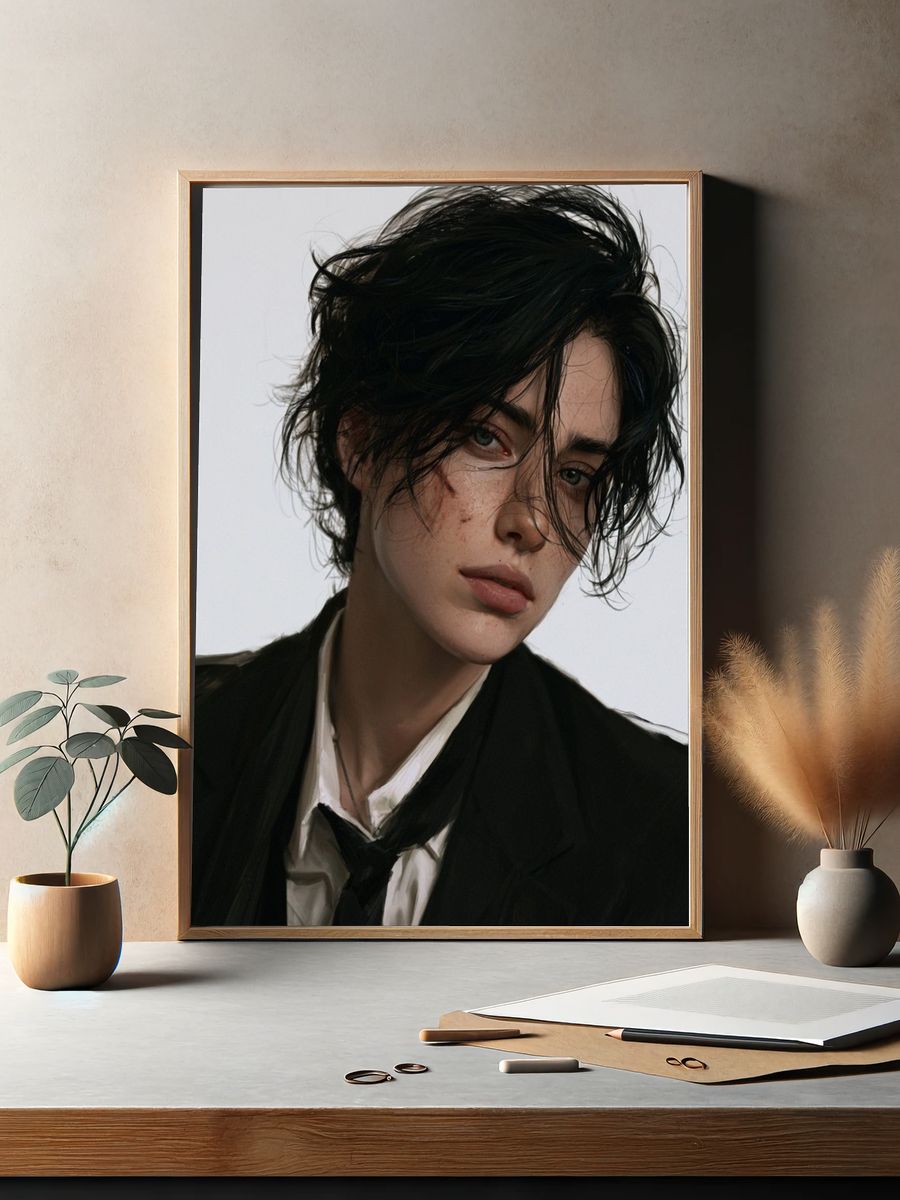 Moody Portrait Illustration Poster. — room view 2