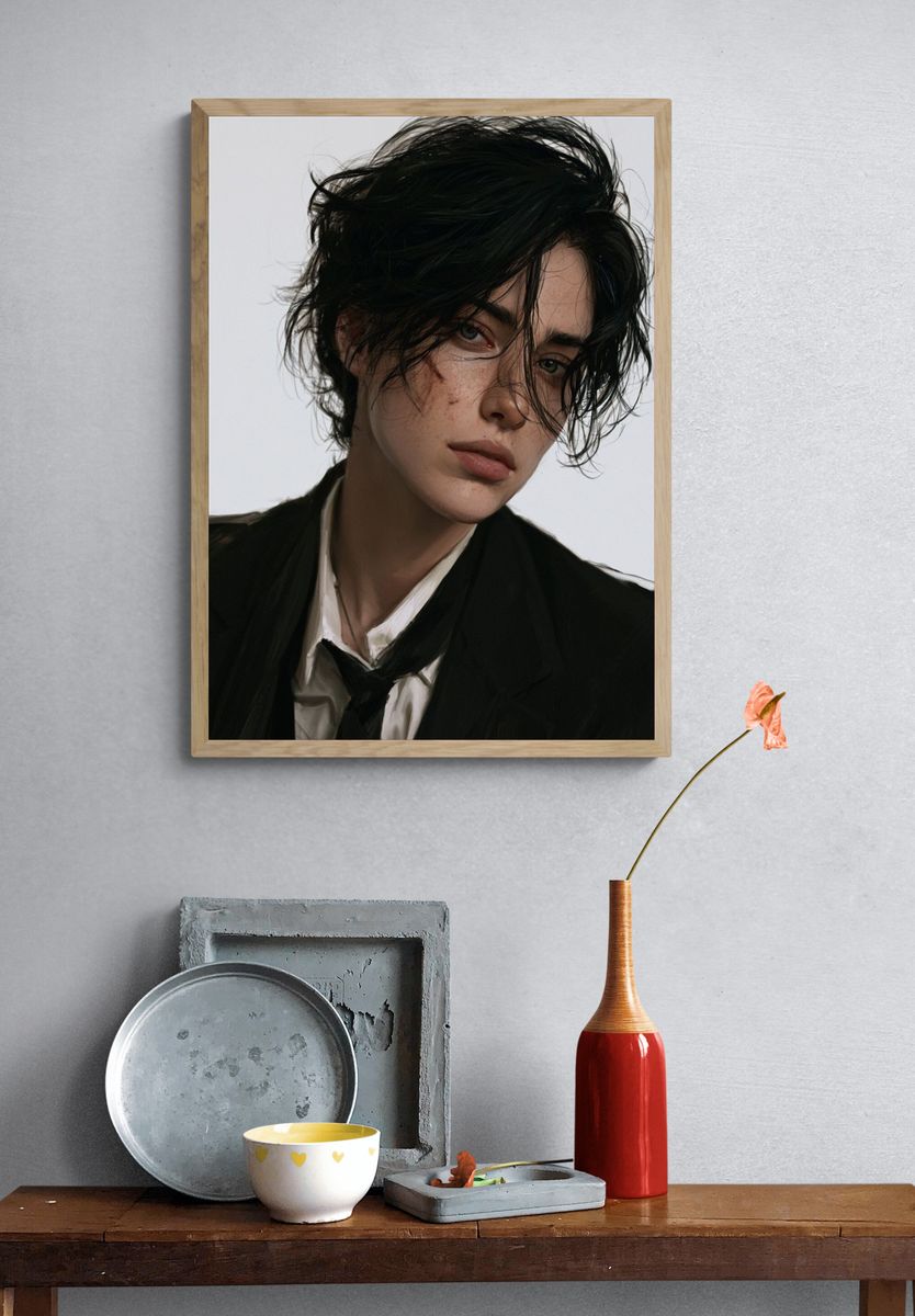 Moody Portrait Illustration Poster. — room view 3