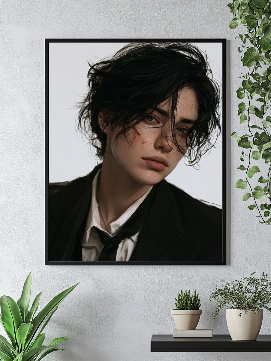 Moody Portrait Illustration Poster. — room view 4