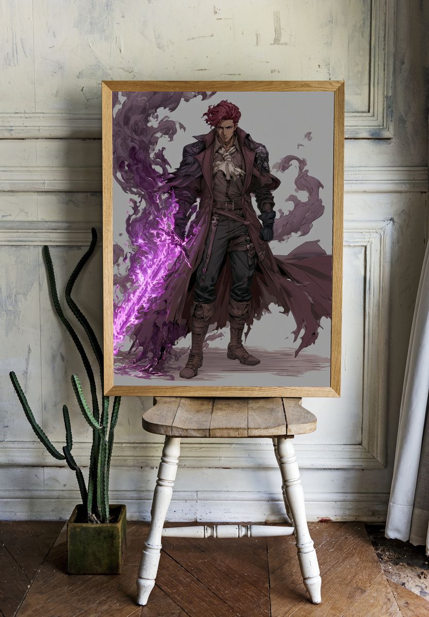 Dark Fantasy Warrior Illustration Poster. room preview