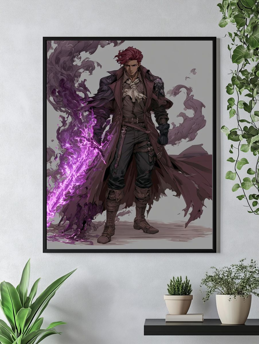 Dark Fantasy Warrior Illustration Poster. — room view 4