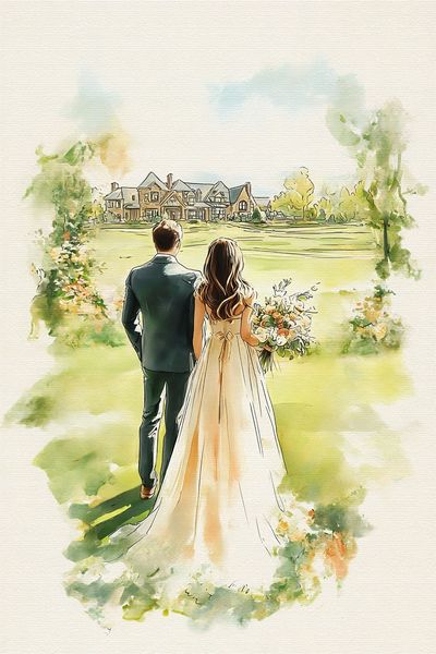 Wedding Couple Watercolor Print. poster print