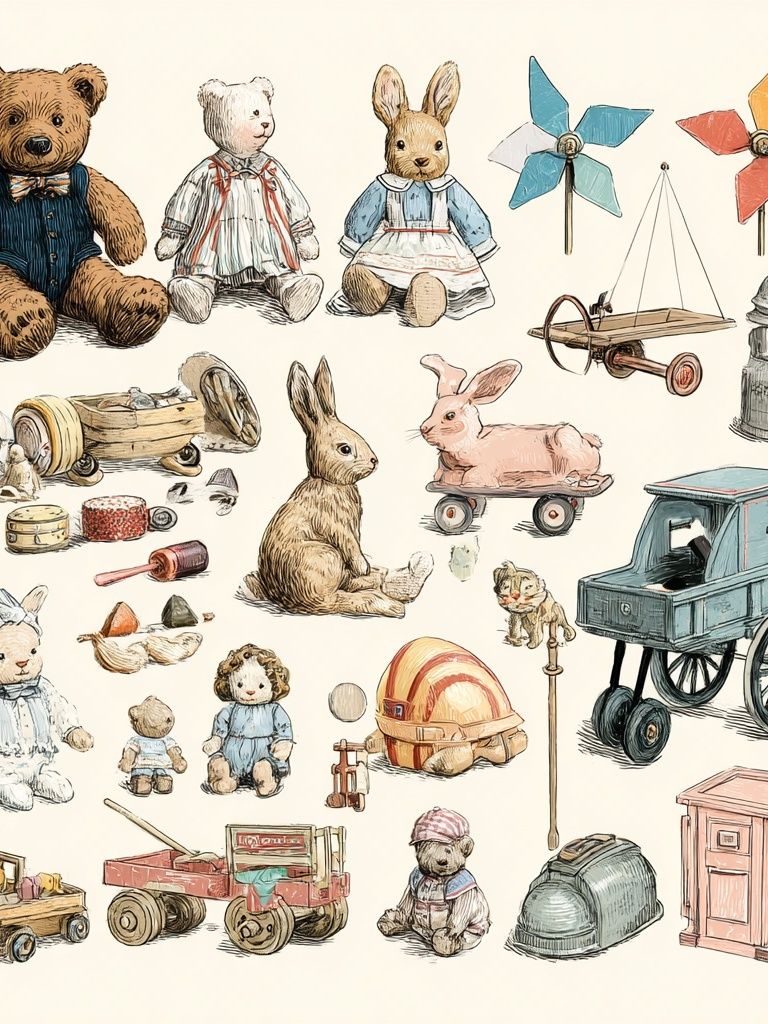 Vintage Toy Animals Illustration Poster. poster detail