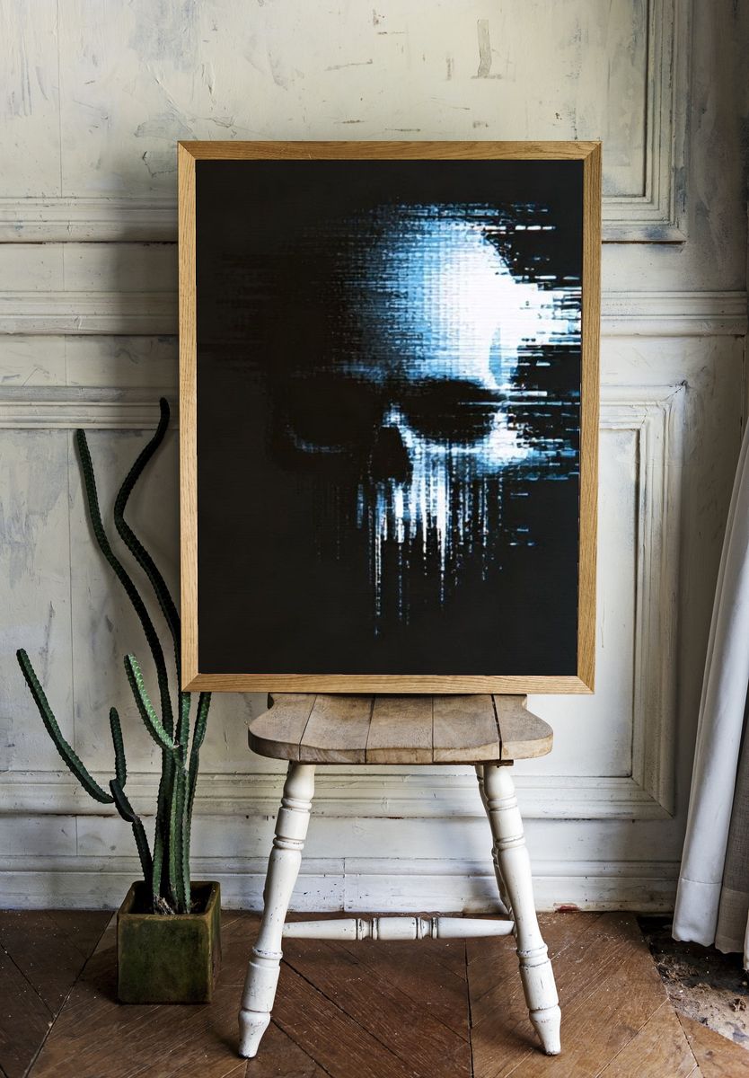 Glitch Skull — Dark Print. — room view 1