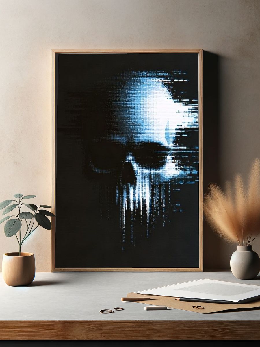 Glitch Skull — Dark Print. — room view 2