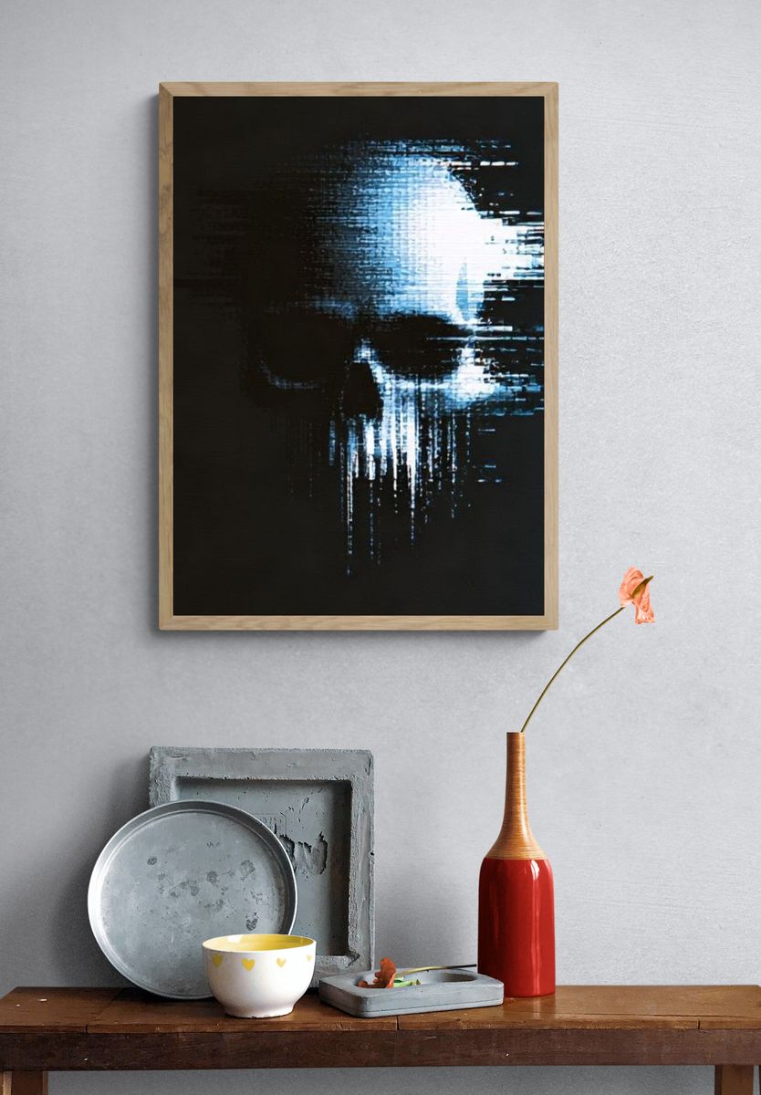 Glitch Skull — Dark Print. — room view 3
