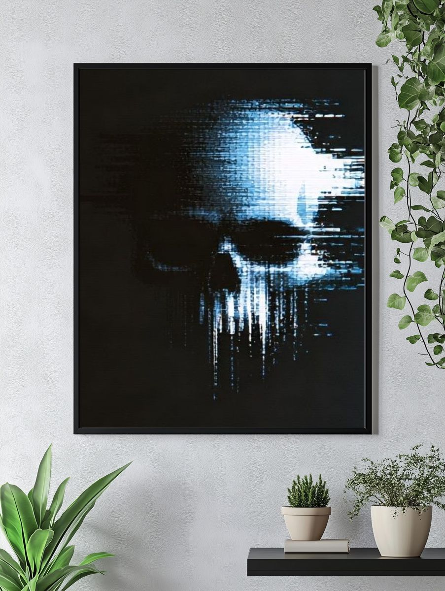 Glitch Skull — Dark Print. — room view 4