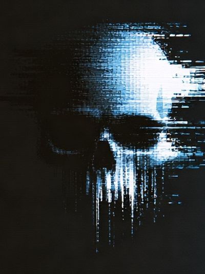 Glitch Skull — Dark Print.