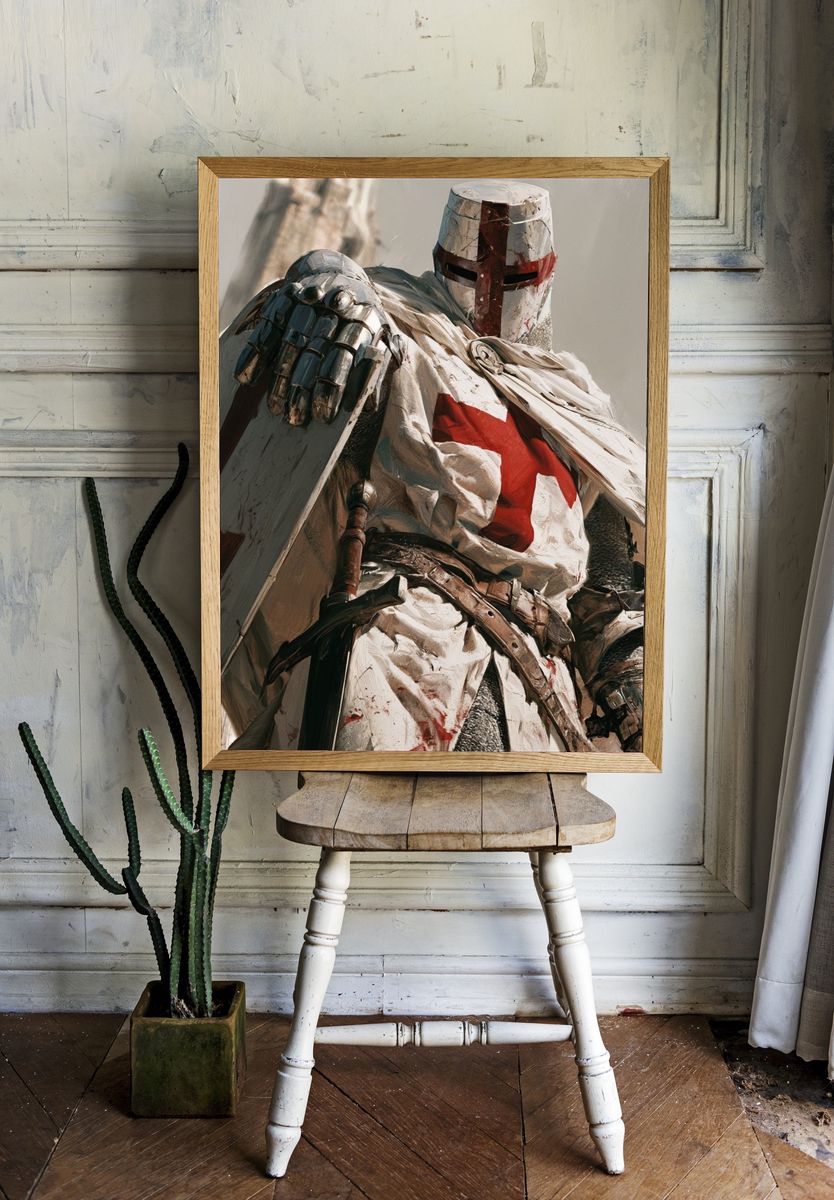 Crusader Knight Digital Art Poster. — room view 1