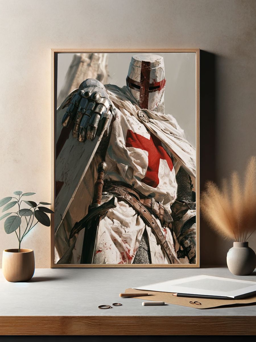 Crusader Knight Digital Art Poster. — room view 2