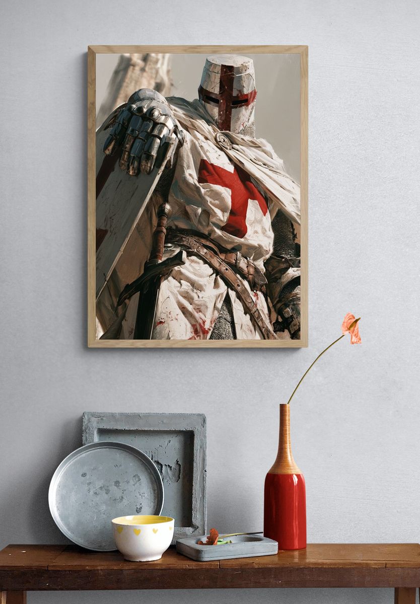 Crusader Knight Digital Art Poster. — room view 3