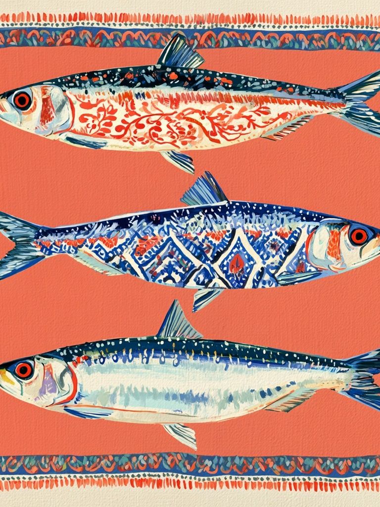 Patterned Fish Illustration Poster. poster detail