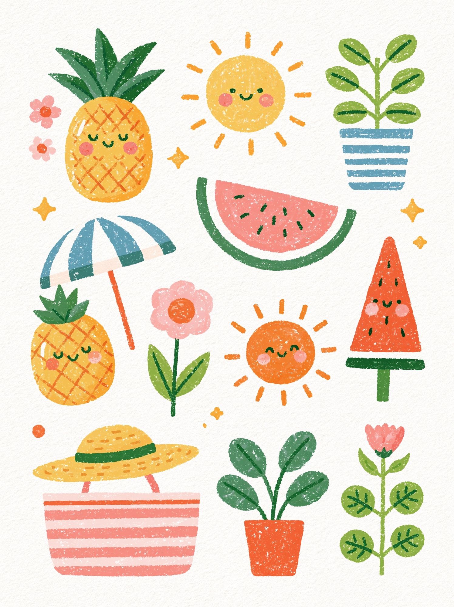 Cute Summer Fruits Illustration Poster. poster detail