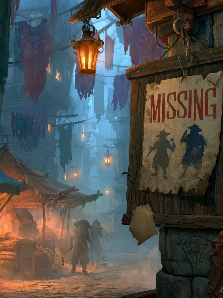 Foggy Fantasy Alley Illustration Poster. poster detail