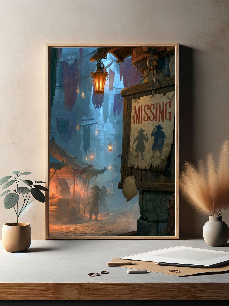 Foggy Fantasy Alley Illustration Poster. — room view 2