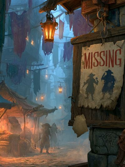 Foggy Fantasy Alley Illustration Poster.