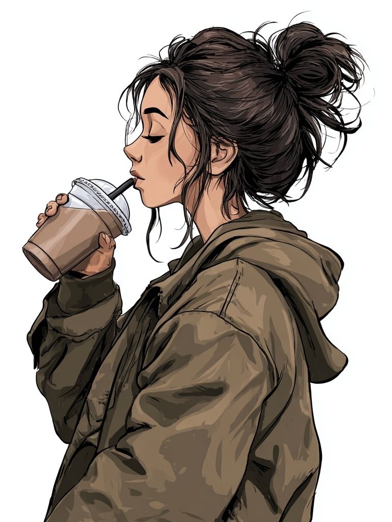Coffee Break Girl Illustration Poster. poster — illustration art