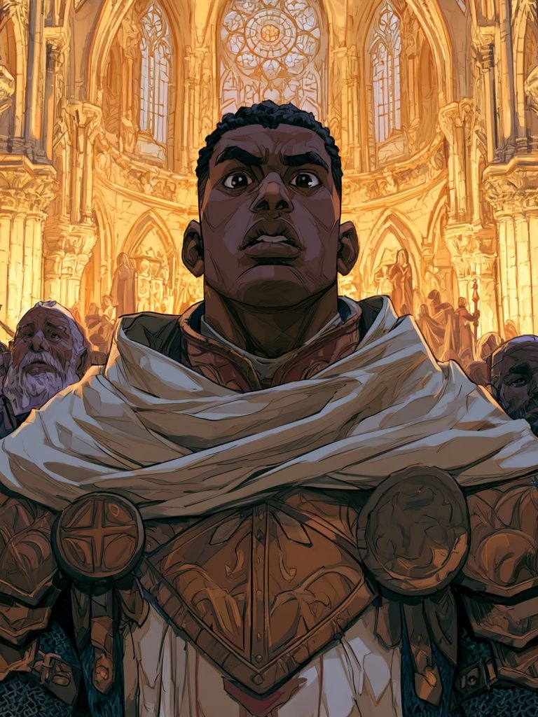 Cathedral Hero Fantasy Illustration Poster. poster detail