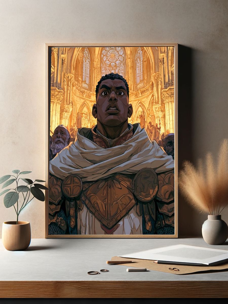 Cathedral Hero Fantasy Illustration Poster. — room view 2