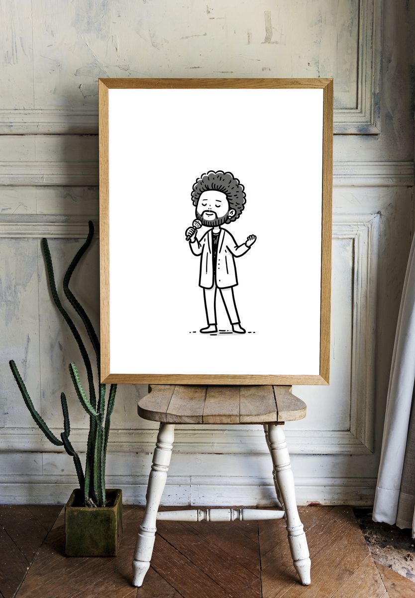 Soulful Singer Line-Art Poster. room preview