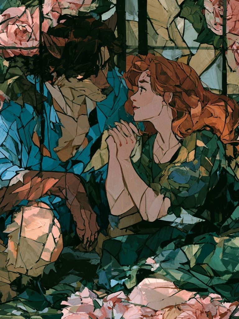 Romantic Floral Couple Illustration Poster. poster detail