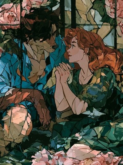 Romantic Floral Couple Illustration Poster. poster print